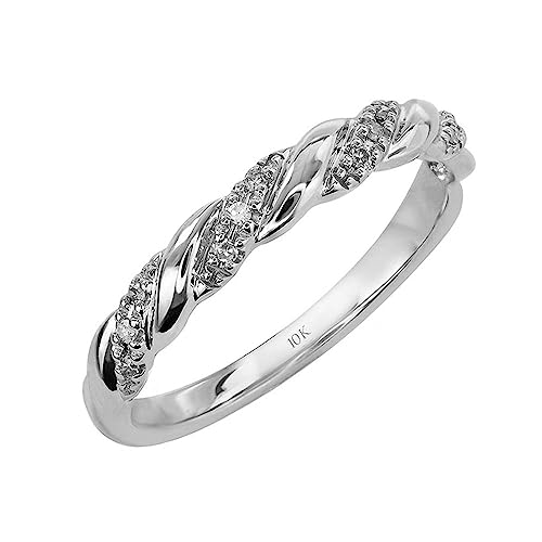 Brilliant Expressions 10K or 14K Yellow, Rose or White Gold Diamond-Accent Twist Promise Ring, Anniversary Ring or Wedding Band for Women; Promise Rings for Her, Gold Rings for Women