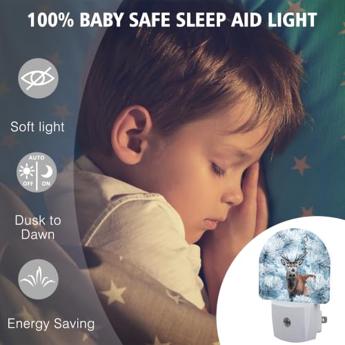 Image of Night Light, Dusk to Dawn Night Light Plug in, Christmas Winter Deer | Christmas Night Light for Kids,0.5w Energy Saving,Sleep Friendly,Nightlight for Hallway Stairway Kitchen Bedroom