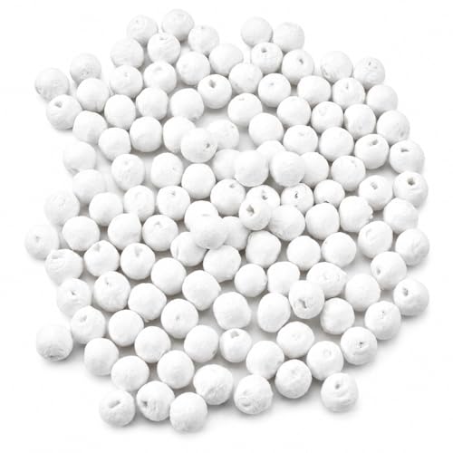 SPUNNYS Lot de 100 boules blanches en papier Ø 6 mm, très petites boules à peindre et décorer pour fleurs en papier, baies décoratives, miniatures,...