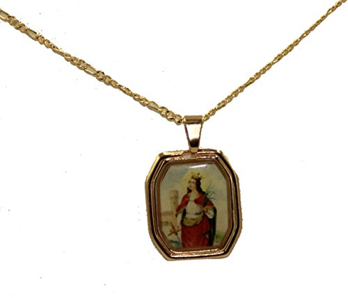 Diamantados of Florida Santa Barbara Medal - Santa Barbara Pendant 18k Gold Plated Medal with 18 Inch Chain
