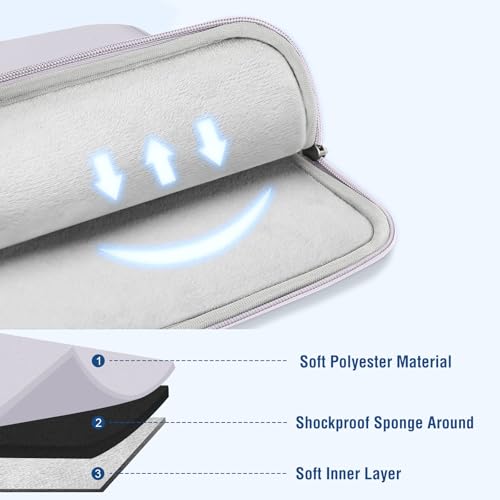 Image of MOSISO Laptop Case 13.3 inch, 13-13.3 inch Laptop Sleeve Compatible with MacBook Air /Pro 13 /Pro 14 M5 M4 M3 M2 M1, HP Dell ASUS Lenovo,Polyester Vertical Computer Sleeve Bag with Pocket, Dusty Lilac