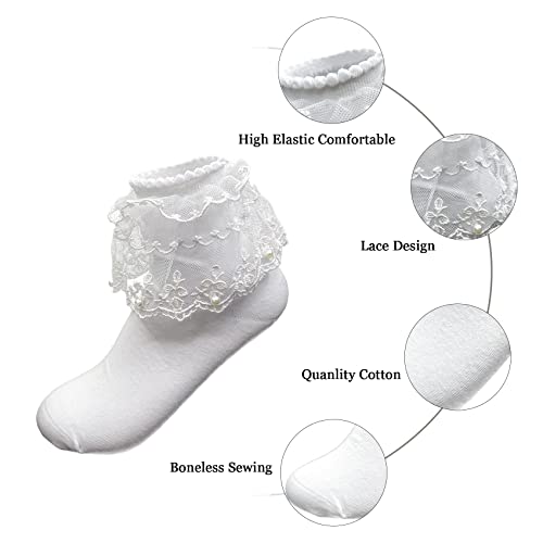 Women Lace Socks with Ruffle, Cute Girl Frilly Edge Princess Socks For Ballet Dress & Lolita or Cosplay L-S-74