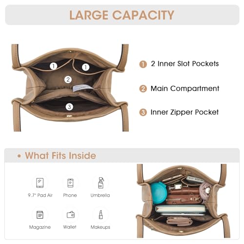 Image of Kattee Women Soft Genuine Leather Totes Shoulder Bag Purses and Handbags with Top Magnetic Snap Closure
