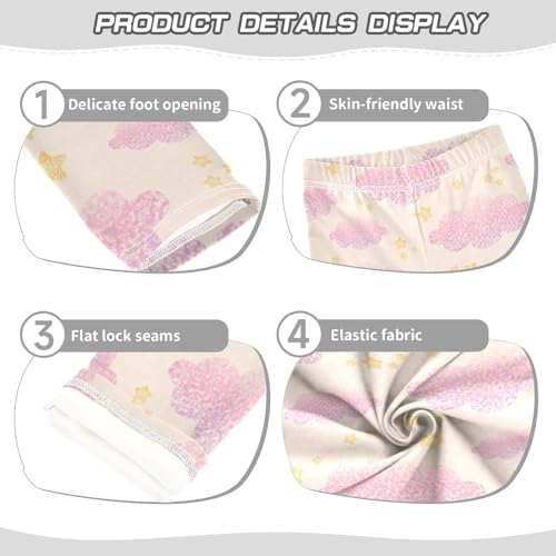 Cloud and Glitter Star Pattern Girls Leggings,Workout Leggings for Girls Toddler Athletic Leggings Size for 3-10T3