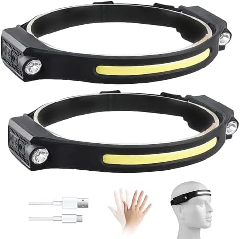 Linterna Frontal Recargable MoKo - 230° Haz Ancho, 8 Modos, Sensor De Movimiento Y Modo SOS, IPX4 Impermeable Para Camping, Ciclismo O Senderismo