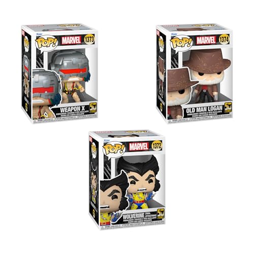 Funko Pop! Marvel 50th Anniversary Wolverine Bundle (3-Pack): Wolverine (Fatal Attractions) #1372, Weapon X #1373, and Old Man Logan #1374 Collectible Vinyl Figures
