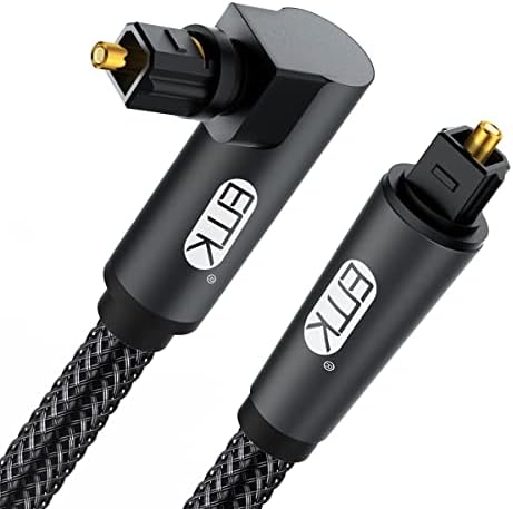 Right Angle Optical Cable, EMK 90 Degree Rotatable TOSLINK Plug Fiber Optic Cord for Blu-Ray Player, Soundbar, HDTV, PS3/PS4, Xbox and More (1M, Black)