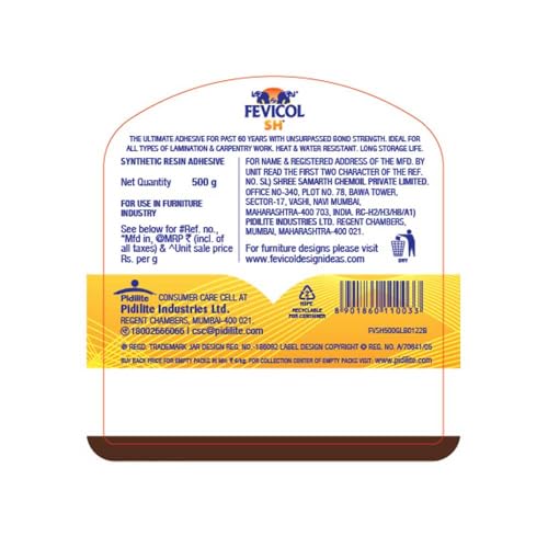 Fevicol SH - Ultimate woodworking adhesive | Easy to use | Durable | Sets in 2-3 hours | 500g