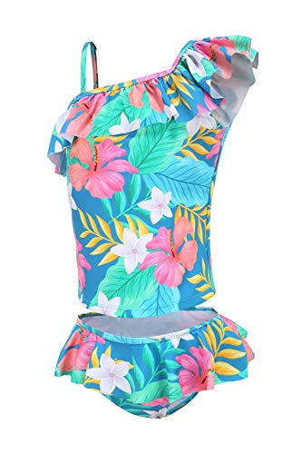 Image of Girls Two Piece Tankini Swimsuits Hawaiian Ruffle Bathing Suit Summer Beach Swimwear Set