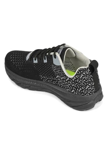 Image of Liberty Force 10 MATCHER-3E Lacing Sports Running Shoes for Men - Black & Teal Blue | Comfortable and Durable | Suitable for Lace-Up Gym, Walking, Jogging & Outdoor Shoes for Gents | Cushioned Footbed