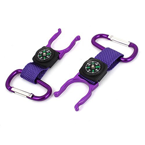 Buy Aluminum Travel Carabiner Belt Clip Water Bottle Holder 2PCS Purple