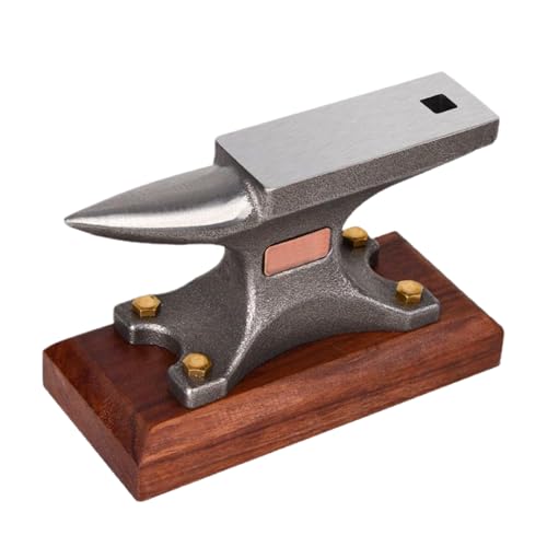 Ruwshuuk Yunque de Herrero - Herramientas De Herrero De Acero Para Forja - Yunque De Hierro Forjado Con Base De Madera - para Modelado, Dobladura, Enderezado, Cincelado de Metal para Metalúrgicos,