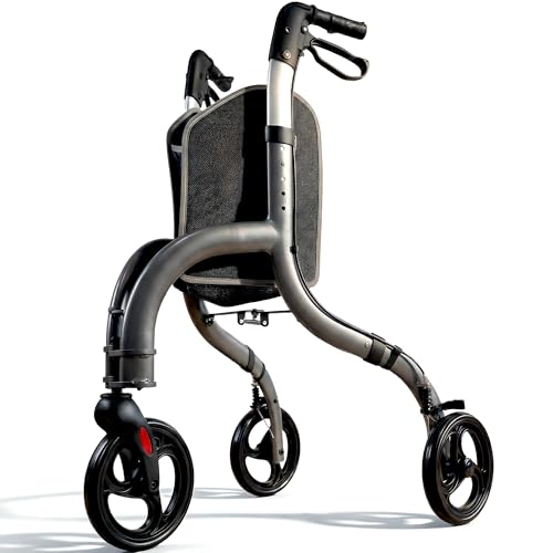 Eazy Elite Tri Walker Lightweight 3 Wheel Rollator Walker for Seniors Only 4.7KG Stable Mobility Aid with Adjustable Handles Compact Frame for Indoor and Outdoor Use