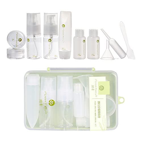 Sbomi 11 unidades Botellas de viaje Set para avión - Contenedores de viaje para líquidos - Kit de botellas de viaje - botellas de viaje recargables para loción champú acondicionador gel ducha