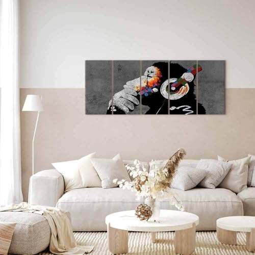 Akustikbild Decomonkey Banksy 100×40 cm 5-teilig