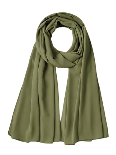 Chiffon Scarf Long Hijabs Soft Lightweight Shawls Breathable Solid Beach Sun-proof Coverup Wraps for Women