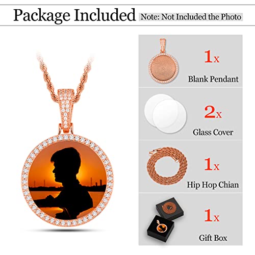 Blank Picture Necklace Pendant Rhinestone Sublimation Pendant Trays Set Round Shape Pendant Trays With 2 Transparent Acrylic Cover For Necklaces Photo Jewelry Making 24In Rope Chain #TOP1