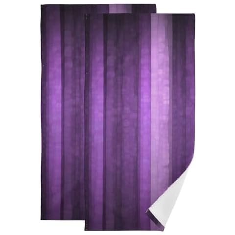 AIYOOLER Purple Striped Hand Towels Set Cover