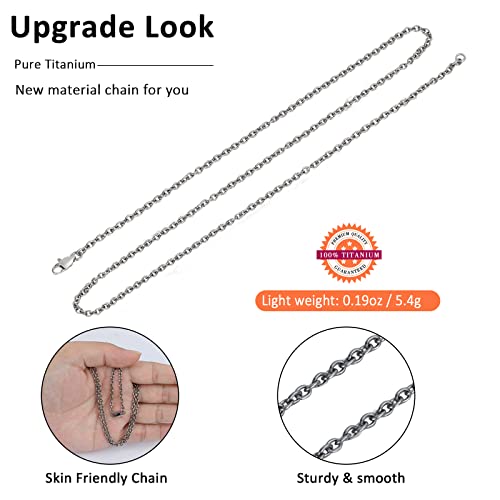 SanThree Pure Titanium Round O Chain Necklace for Men & Women, 3mm Durable Skin Friendly Solid Titanium Clasp Link Chain Unisex Birthday Valentines Day Gift4