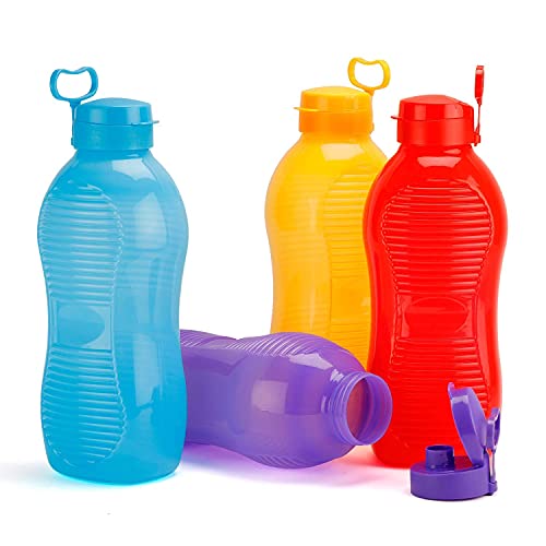 Image of oliveware King Premium Plastic Water Bottle | Sturdy with Holder | BPA Free with 100% Leak Proof | 2 Litre - Set of 2 (Red)