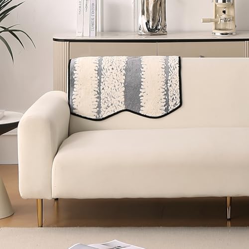 Image of HOKIPO Luxury Wavy Sofa Backrest Cover Mat 55x80 cm | Pack of 1 Anti Slip Backrest Mat, Pewter Grey (AR-6218-GRY)