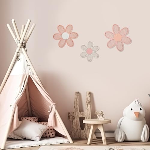 Maitys MAITYS-FLOWER-5294 3 Pieces Boho Daisy Wall Decor Natural Rattan Flower Wall Hanging Art Wooden Boho Wall Art Nursery Wall Decor Flowers Farmhouse Hanging Decor thumb #5