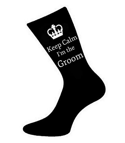 Mens Black Keep Calm I'm The Groom Socks, US Size 6-13