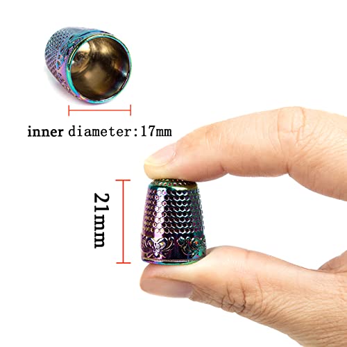 image for ZESION 4Pcs Sewing Thimbles, Metal Thimbles for Hand Sewing Finger Pro