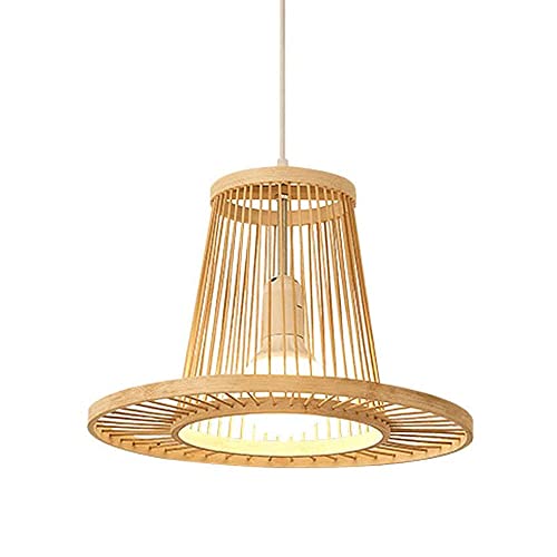Luz colgante E27 de bambú vintage para crear ambientes cálidos en cafeterías