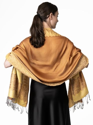 Achillea Elegant Reversible Paisley Border Pashmina Shawl Wrap Scarf4