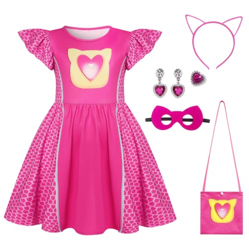 Vestido de superheroína con manga volante para niñas 3-8 años miniatura 1