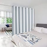 NICETOWN Room Dividers Curtains Screens Partitions, Function Thermal Blackout Patio Door Curtain Panel, Sliding Door Insulated Curtains, Extra Wide Curtains, 8.3ft Wide x 7ft Long, Greyish White