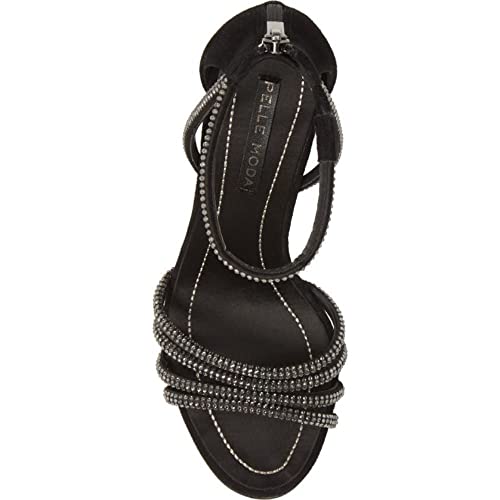 Pelle Moda Roux Black Satin Kid Suede Sandals4