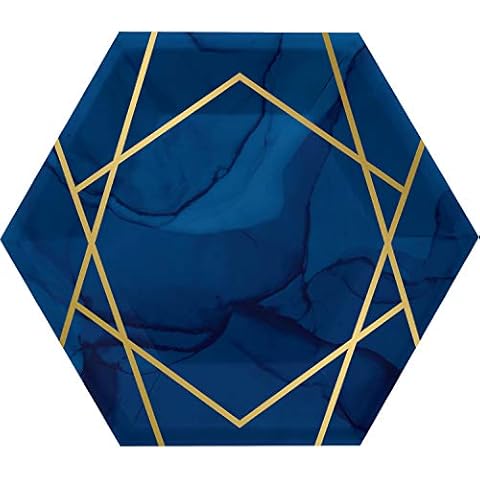 Creative Converting Platos de postre azul marino y dorado, 24 unidades Cover