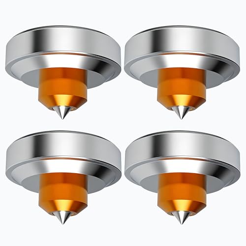Monosaudio High-End Isolationsfüße Lautsprecherspikes, Vibrationsentkopplung für Lautsprecher, Verstärker, Plattenspieler, DAC & HiFi-Geräte, Dämpferfüße zur Klangoptimierung, 4er Set, Silber, SP4425
