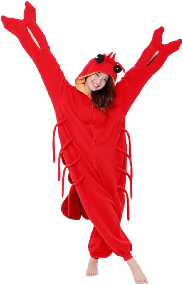SAZAC Lobster Kigurumi Onesie Costume, Adult, Red