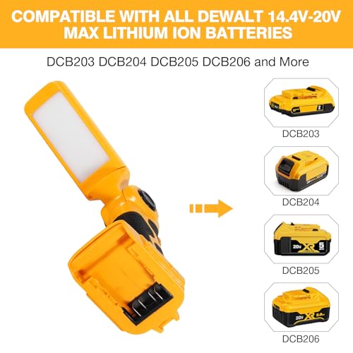Image of YEX-BUR Led Work Light for Dewalt 20v Battery, 12W 1000LM Cordless Handheld Spotlight with USB Port LED Jobsite Light Desk Lamp Flashlight for Camping Workshop Garage