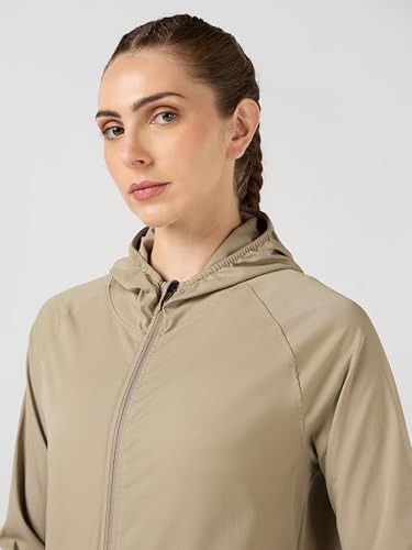 Image of TECHNOSPORT Women's Solid Slim Fit Hooded Jacket with TECHNOWARM+ | Full Zip Polyester Winter Jacket for Sports, Gym, Travel & Casual Wear | Long Sleeve Hooded Activewear with Moisture-Wicking Fabric