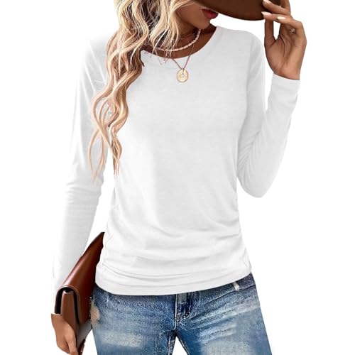 2 Pack Womens Tops Crewneck Soft Long Sleeve Shirts Fall Clothes Casual Tshirts Basic Tee2