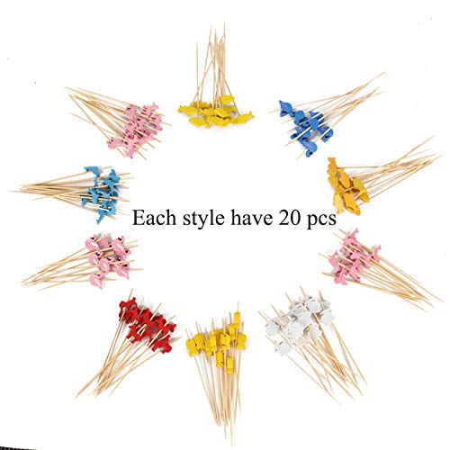 ManYee 200 Pcs Cocktail Picks Bamboo Cocktail Picks Toothpicks 4.72 Inch Fruit Kabob Skewers Sticks Food Sticks for Party Drink Fruit Dessert Appetizer