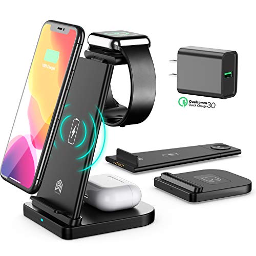 One-Day Sale: Up to 60% Off 2021 upgraded Wireless Charger, Detachable 3 in 1 wireless charging station apple, Qi-15W Wireless Charger Stand for Apple Watch, iPhone 13/12/11/Pro Max X XS XR 8,Watch Series 6 5 4 3 2 AirPods Pro/2