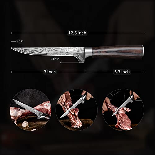 Ytuomzi Boning Knife, Fillet Knife 6 Inch, Super Sharp High Carbon Stainless Steel Boning Knife For Meat Cutting, Flexible Filet Knife For Fish, Professional Trimming Knife For Meat, Fish, Deboning #TOP3