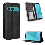 Kukoufey Compatible with Sony Xperia 10 VII Phone Cases,PU Leather Flip Phone Protective Cover Compatible with Sony Xperia 10 VII XQ-FE72 Case Black