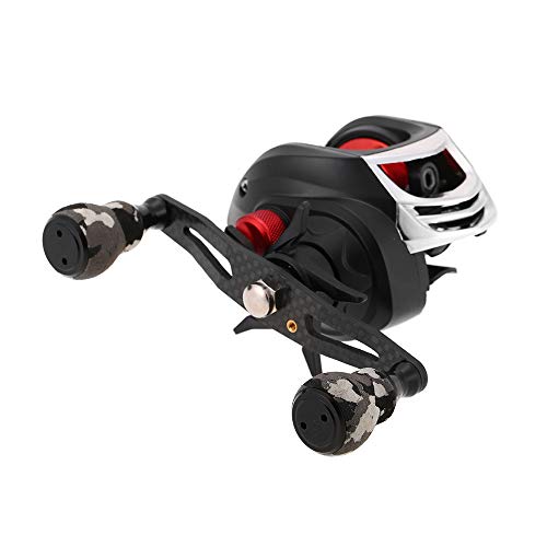 Lixada Carbon Fiber Fishing Reel Handle Baitcasting Trolling Reel Rocker Left Right Fishing Reel Crank Accessory (Black, With Converter) #TOP7