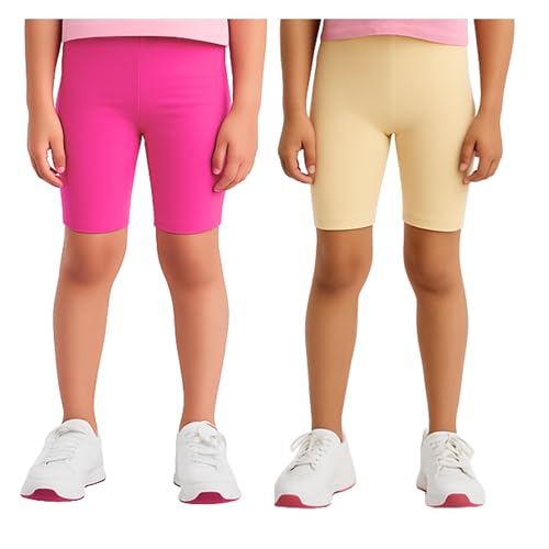 Image of Joe & Joe Shorts for Girls Premium Cotton Lycra Cycling Shorts - Pack of 2 | Inner Shorts for Yoga & Sports & School Uniform.