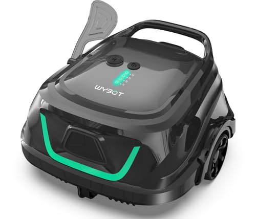 WYBOT Robot Limpiafondos Piscina Automatico con 120 Minutos de Limpieza, 2,5-h Carga Rápida LED-Indicador Robot Piscina Automatico con Filtración Doblemente