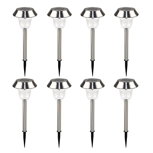 Lamparas Solares Para Jardin GY-LIGHTING CISTWIN Paquete de 8 de Color cambiante de Acero Inoxidable LED Solar Powered Garden Pathway Luces linternas para...