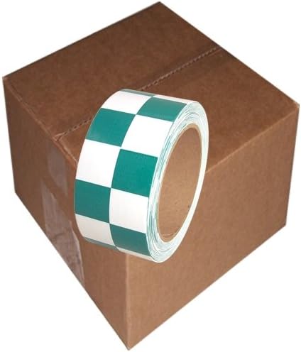Checkerboard Vinyl Tape 2 inch x 36 Yards ((Pack of 24), White/Green)
