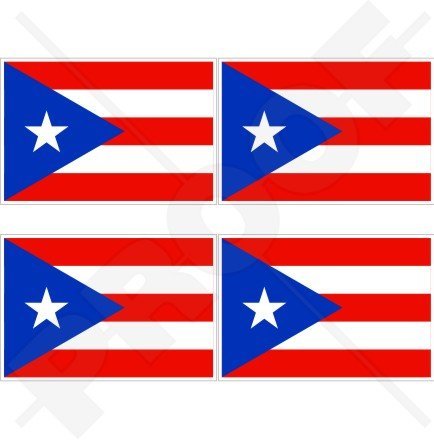 PUERTO RICO Flag Puerto Rican 2" (50mm) Vinyl Bumper-Helmet Stickers, Decals x4