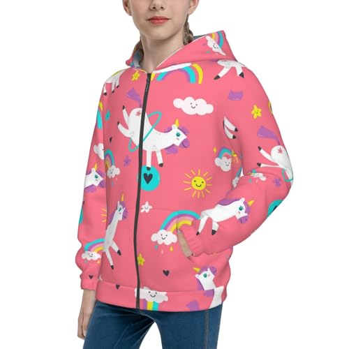 Yoga Unicorn Kid Hoodies Boys Zip Up Sweatshirts Girls Pullover with Pocket